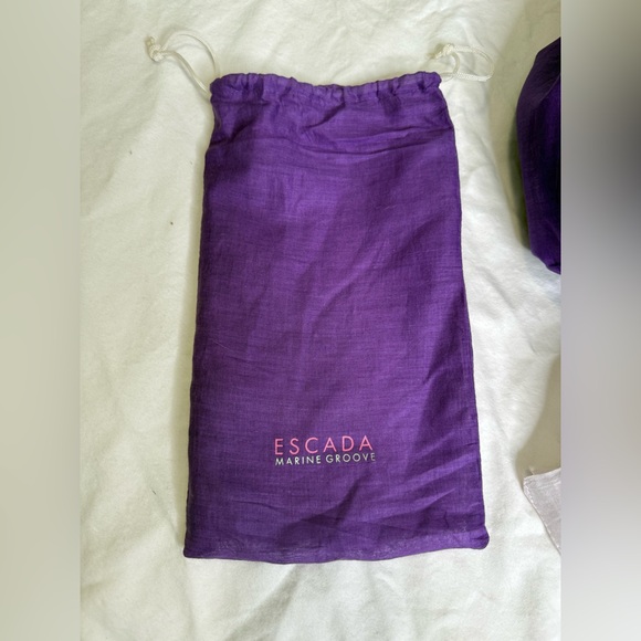 Escada Marine Groove Oversized Purple Cotton Resort Scarf Wrap Y2K Designer Logo - Picture 5 of 10